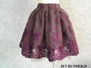 画像1: 花柄レーススカート