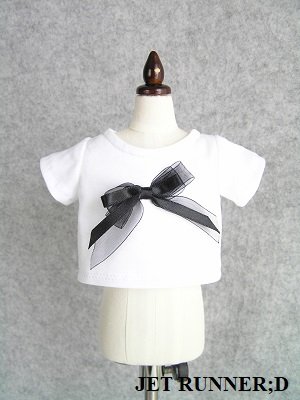 画像1: [M]シンプルリボンTシャツ（白）
