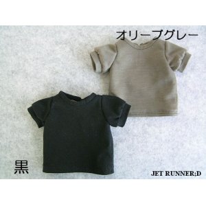 画像: [M]パフスリーブTシャツ（オリーブグレー/黒）