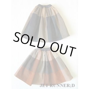 画像: [M]ブロックチェックスカート（オレンジ/グリーン）