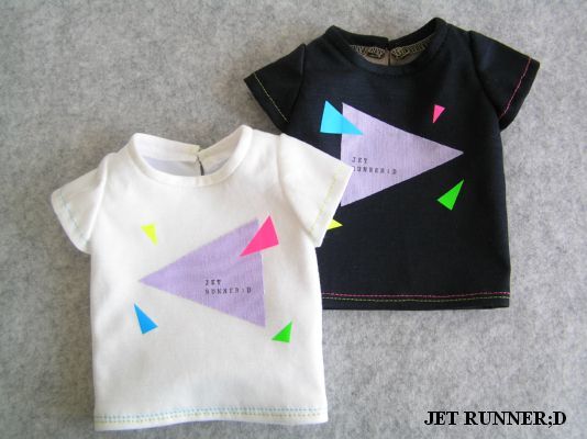画像1: ネオンカラーの三角Tシャツ（白/濃紺）