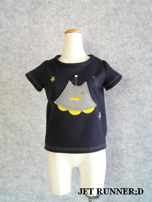 画像4: 猫UFO Tシャツ（アイボリー/濃紺）