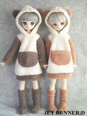 画像: [M]もこもこパンダのルームウェアセット（ココア/ピンク）